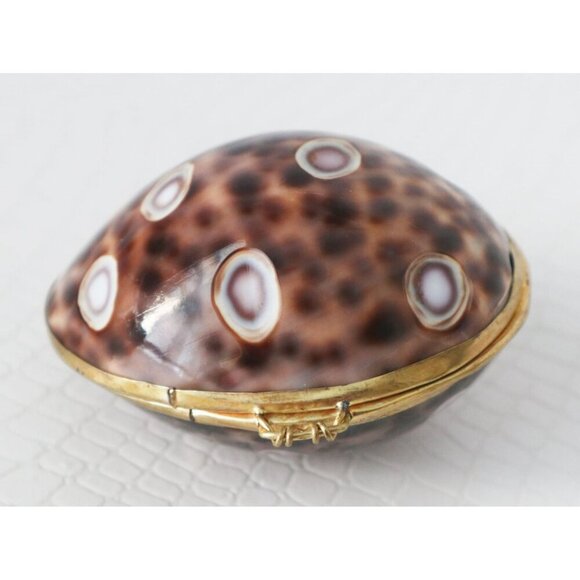 Cowrie Shell Hinged Trinket Box Keepsake Ring Gift Box - Picture 3 of 4